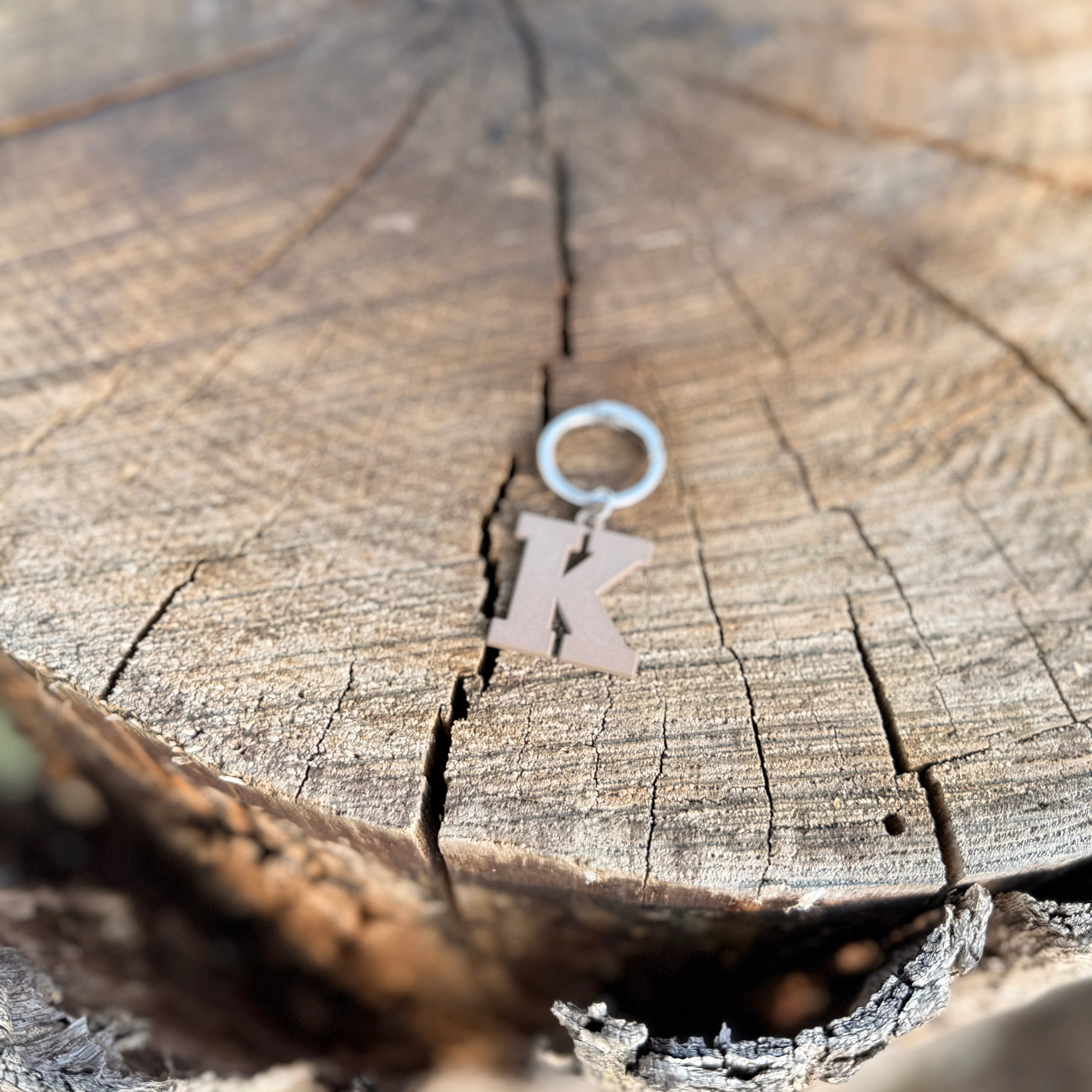 Coloured Dog Tag Letter K Brown
