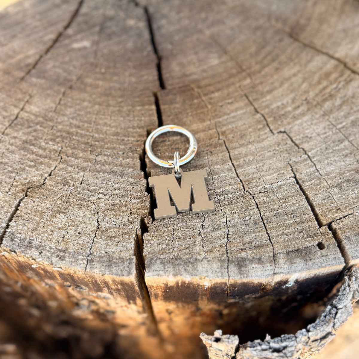 Pet Pendant Coloured Dog Tag – Letter M, Brown, 25mm